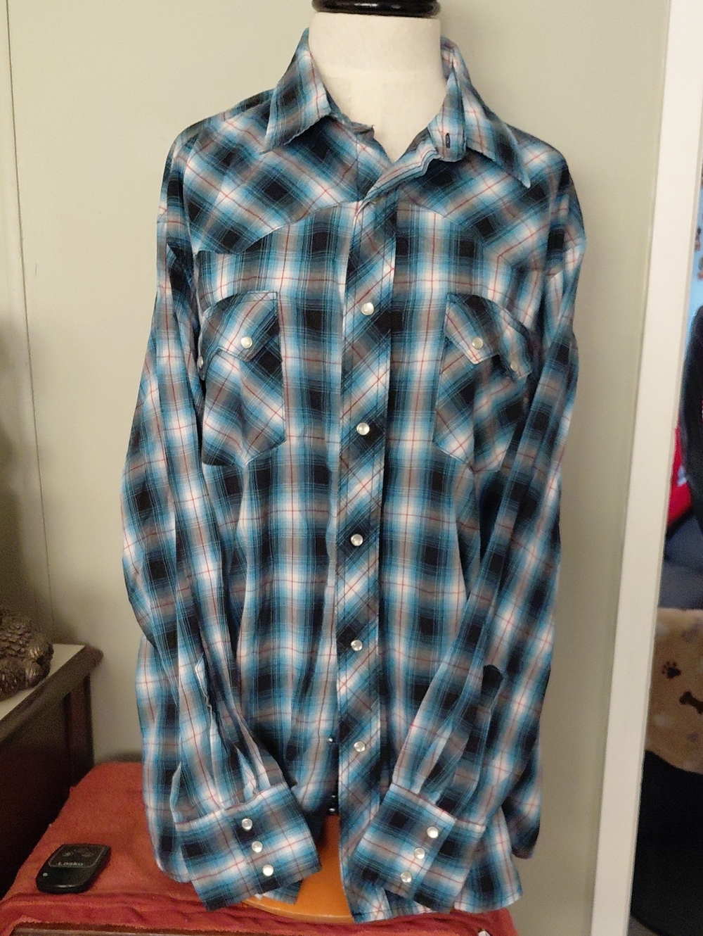 Men's Wrangler Pearl Snap Long Sleeve Shirt Size XXL